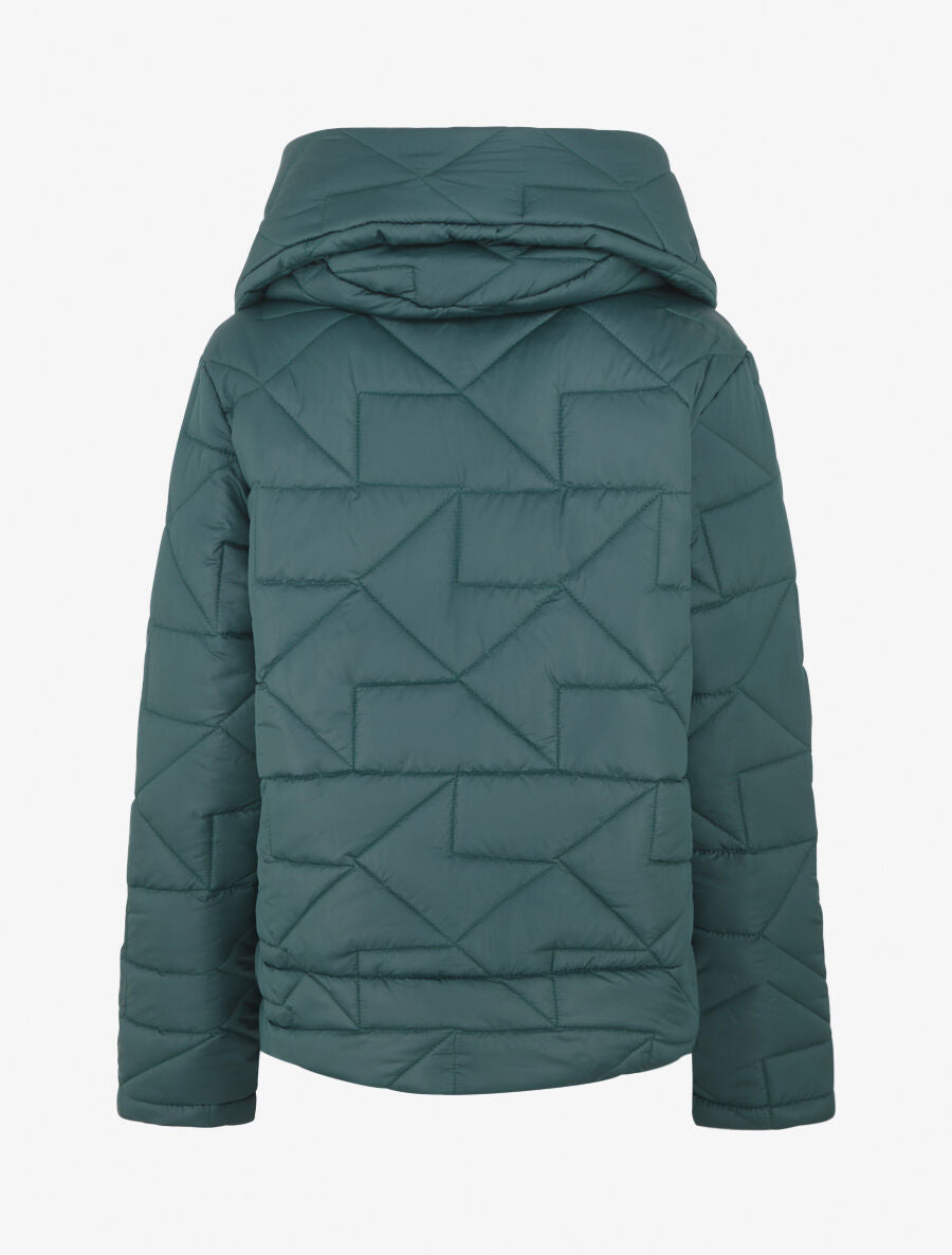 Doudoune mi-longue à col enveloppant - Vert bouteille - 2