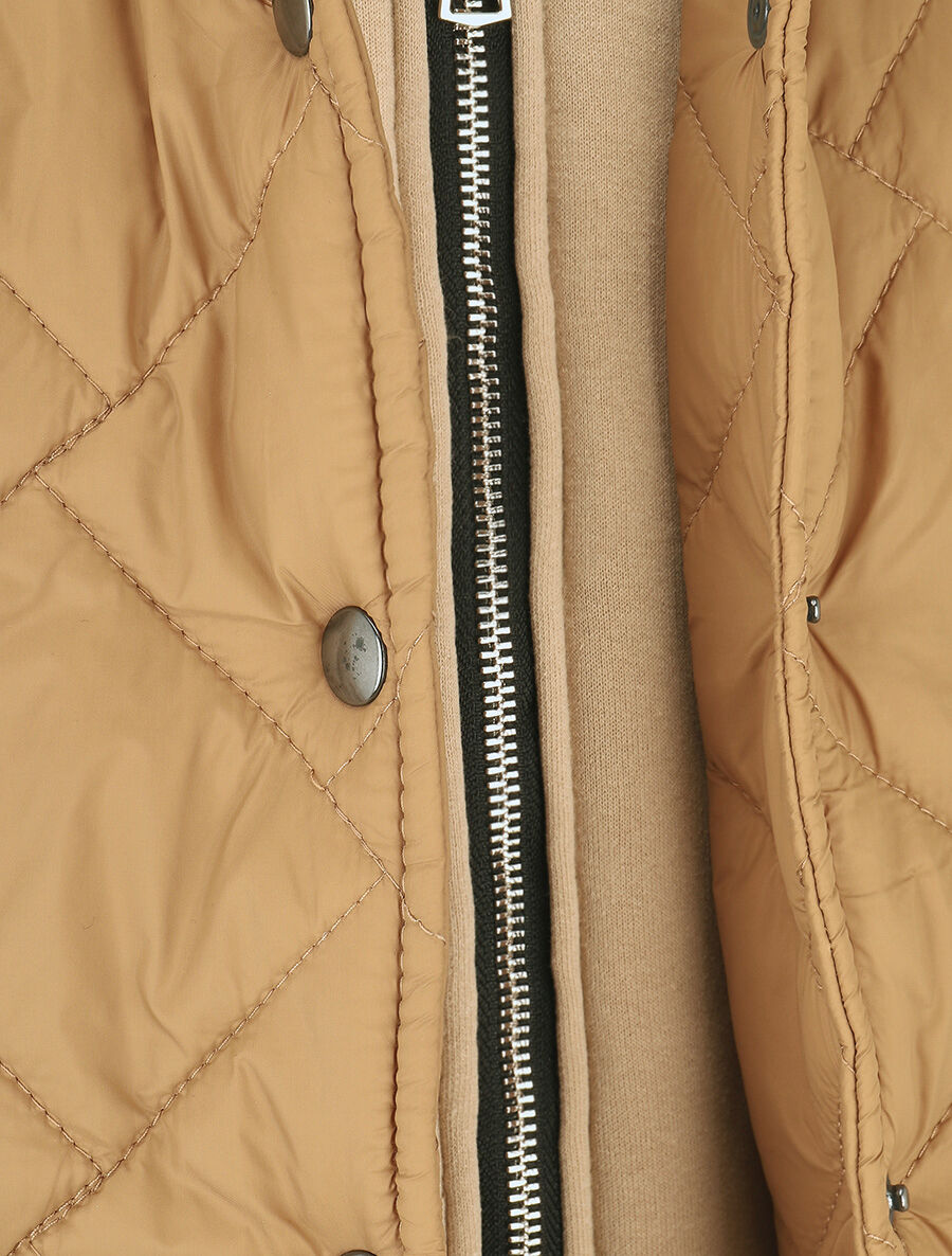 Doudoune mi-longue à empiècement sweat - Camel - 3