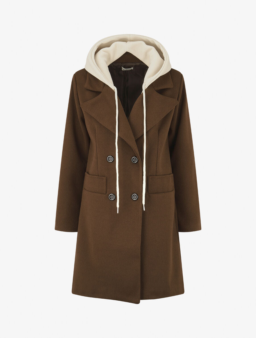 Manteau à capuche style sweat - Marron - 1