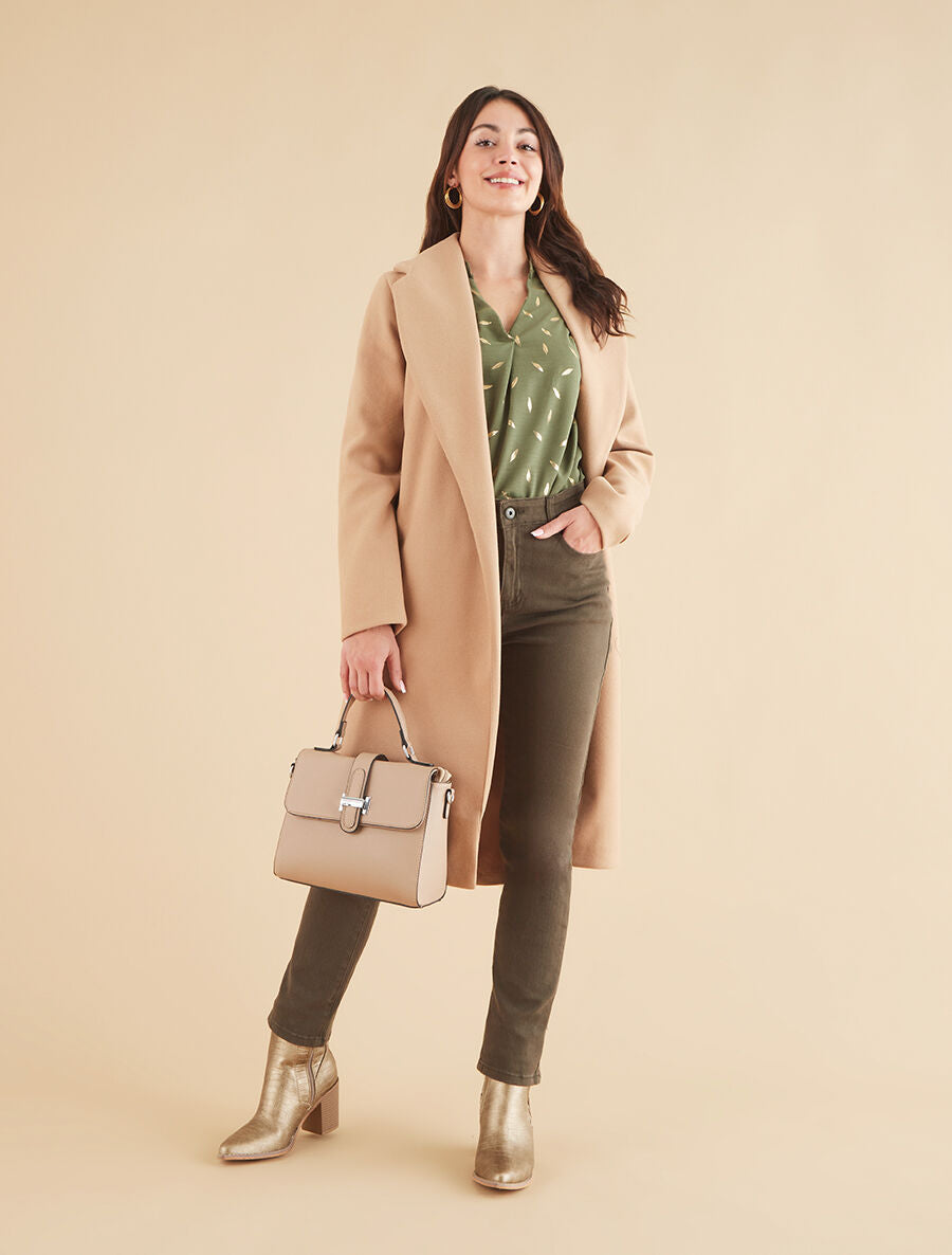 Manteau long uni ceinturé - Camel - 4