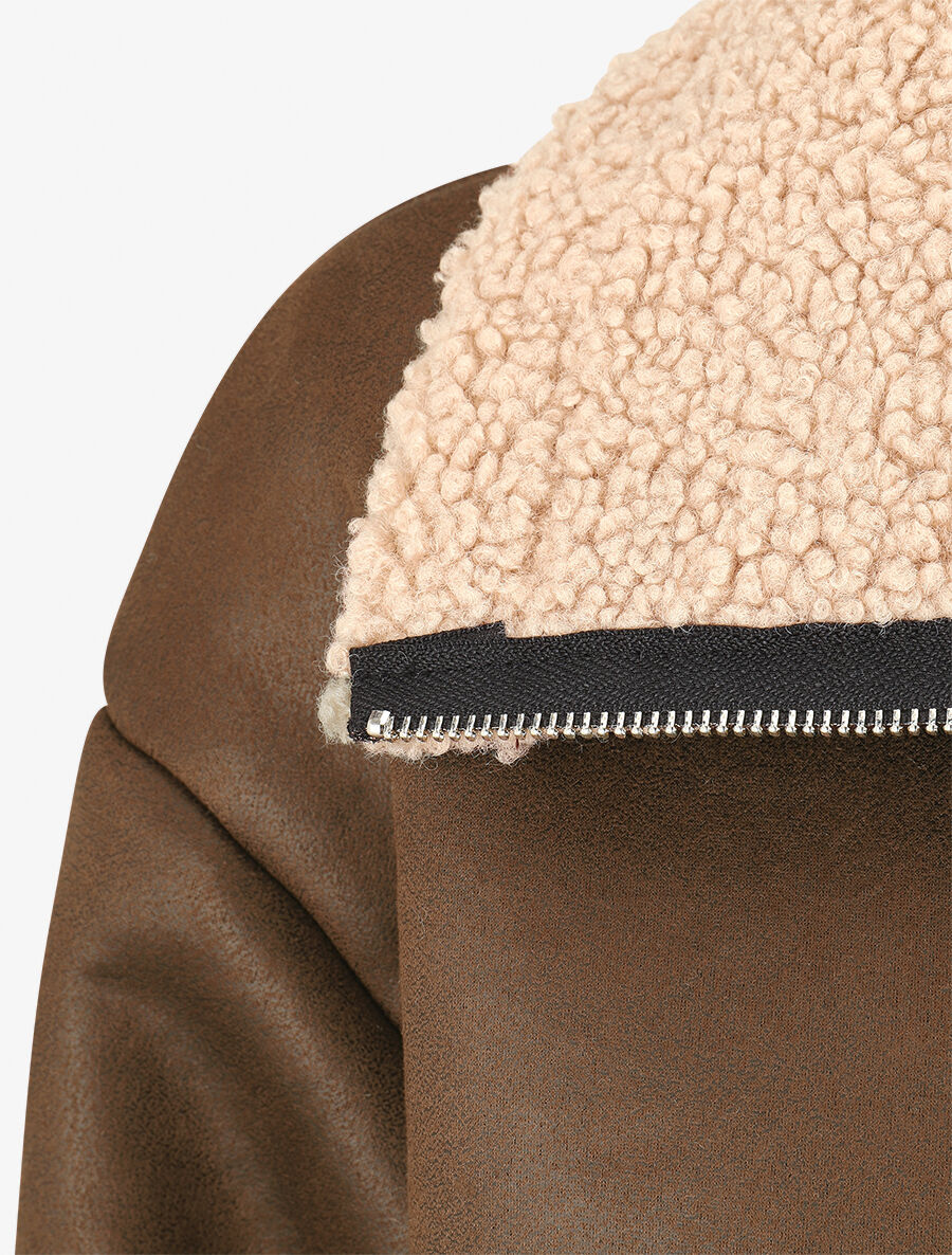 Manteau zippé style aviateur - Marron - 3