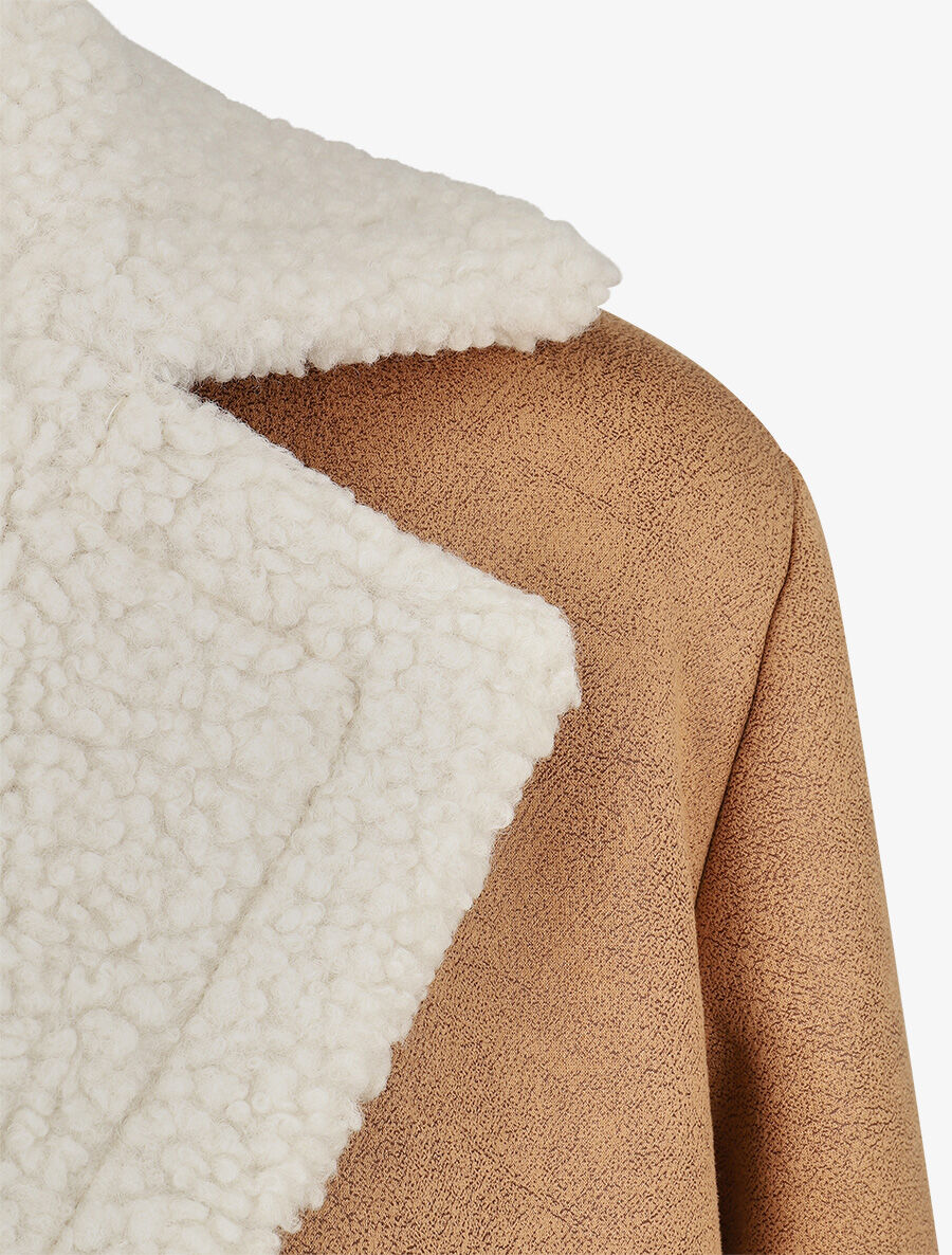 Manteau boutonné style aviateur - Camel - 3