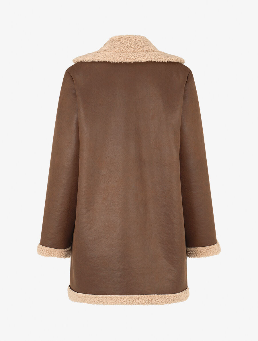 Manteau boutonné style aviateur - Marron - 2