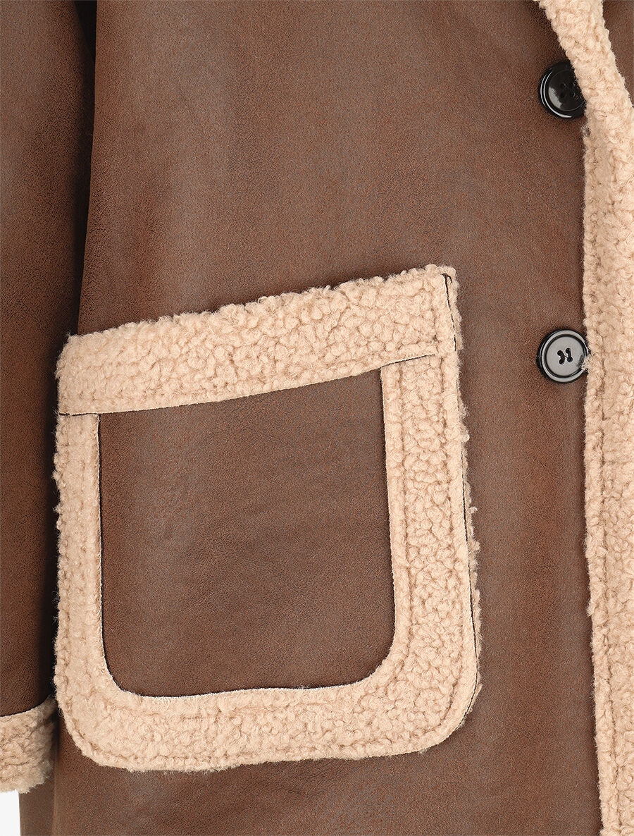 Manteau boutonné style aviateur - Marron - 3