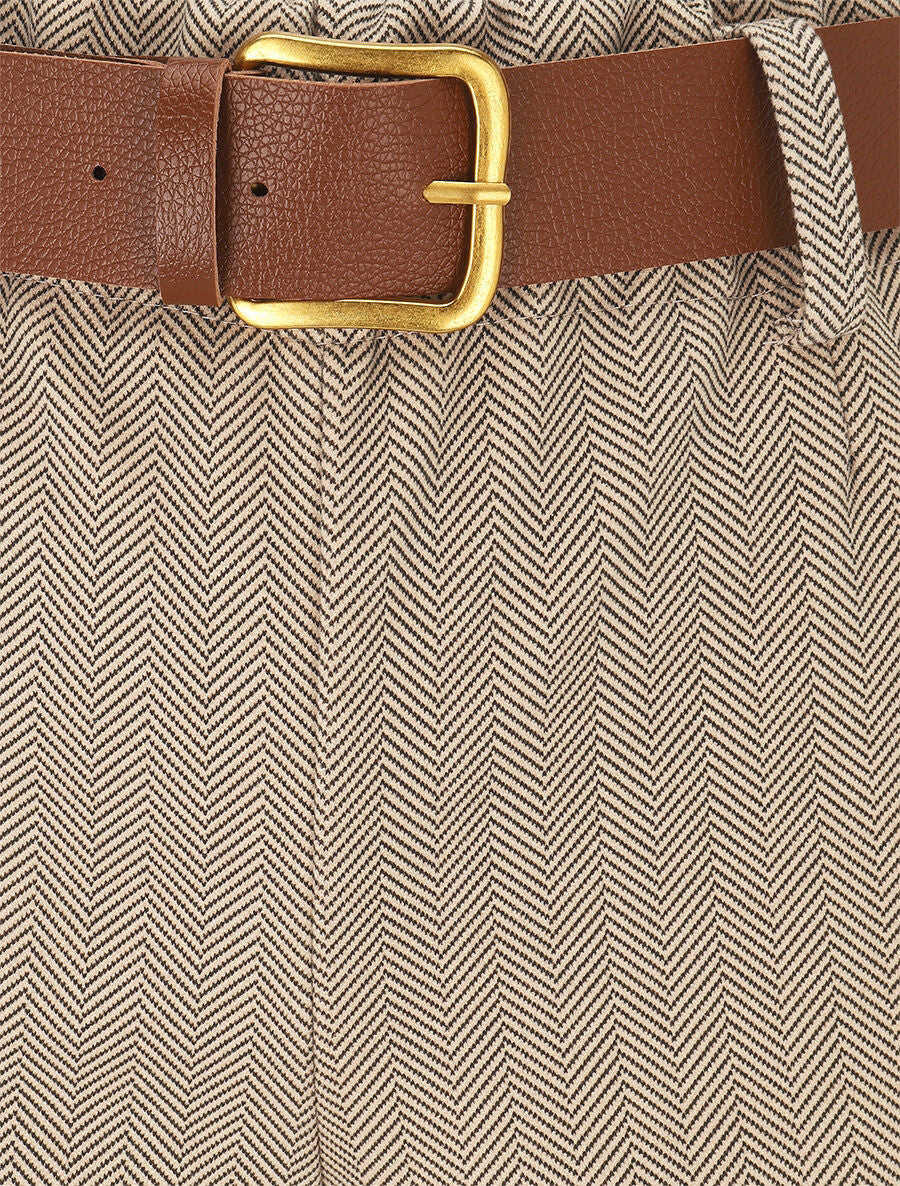 Pantalon épais effet tweed - Beige - 3