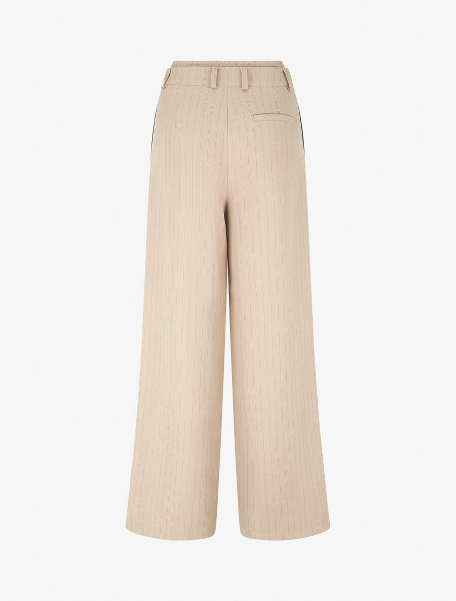 Pantalon fluide à bandes contrastantes - Beige - 2