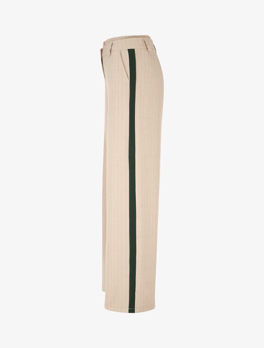 Pantalon fluide à bandes contrastantes - Beige - 4