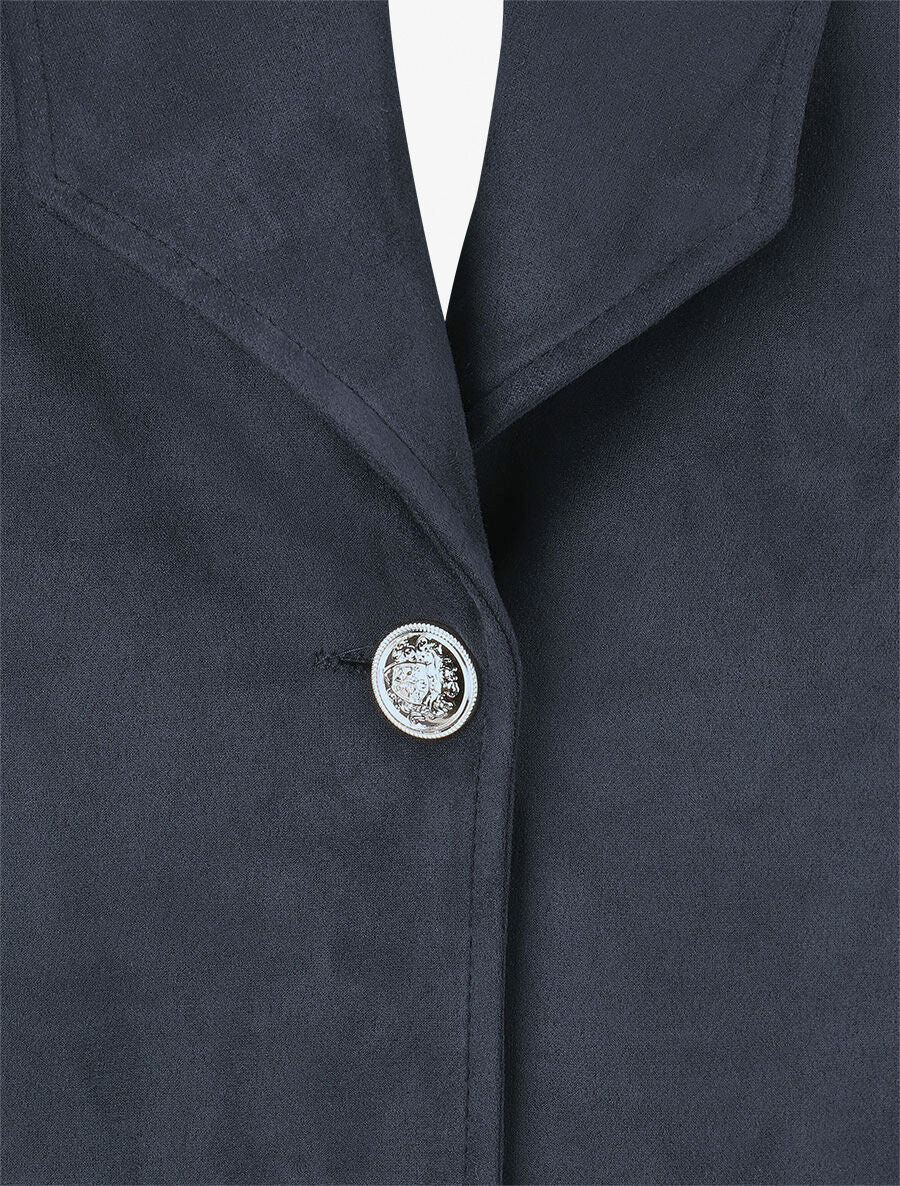 Veste en suédine col tailleur - Marine - 3