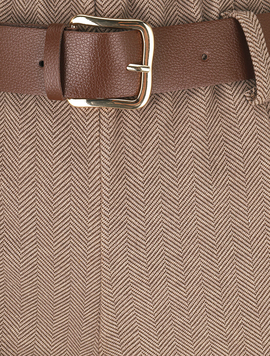 Pantalon épais effet tweed - Camel - 3