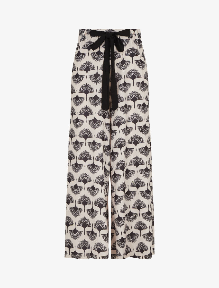 Pantalon ample taille haute imprimé dandelion - Noir - 1