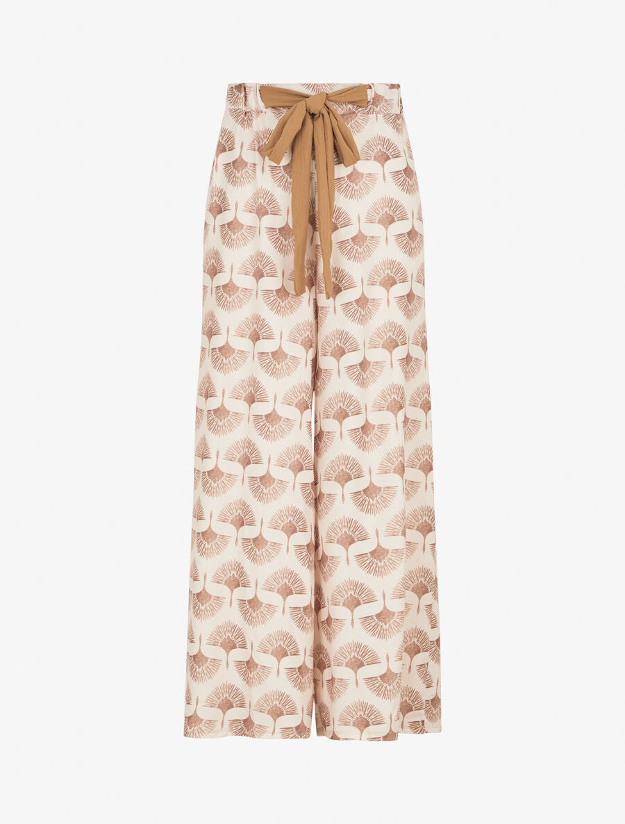 Pantalon ample taille haute imprimé dandelion - Taupe - 1