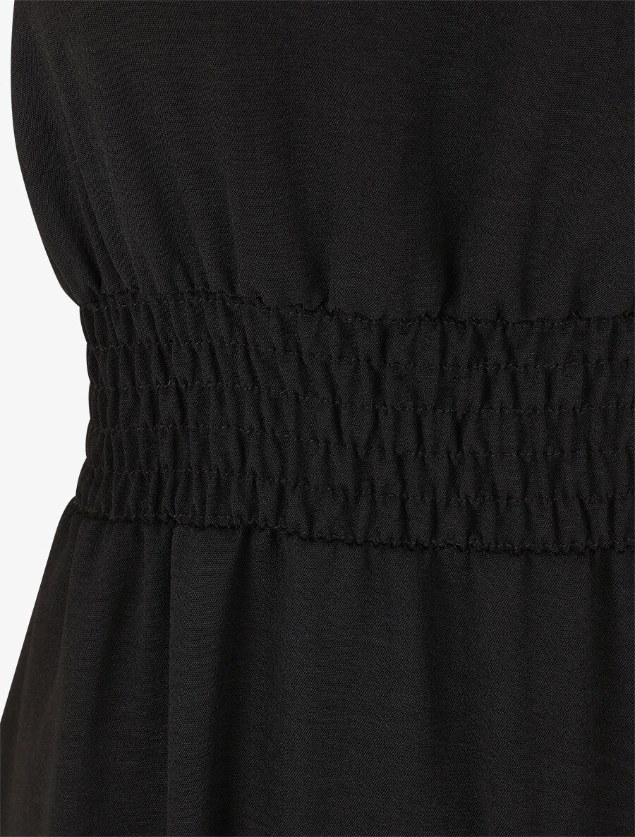 Robe unie élastiquée - Noir - 3