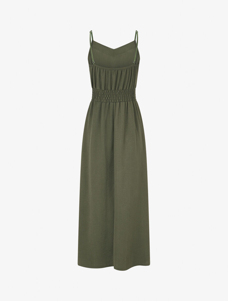 Robe unie élastiquée - Kaki - 2