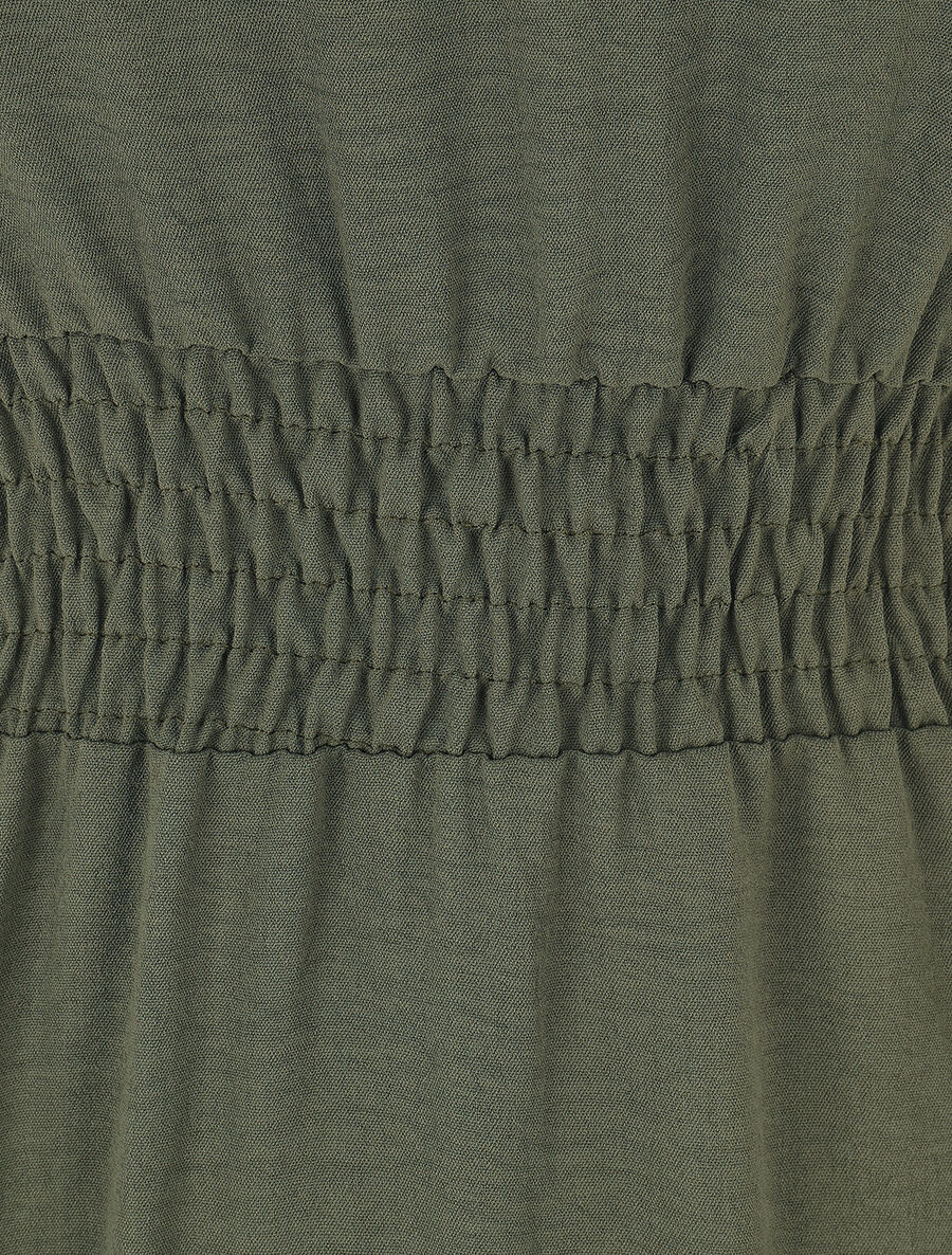 Robe unie élastiquée - Kaki - 3