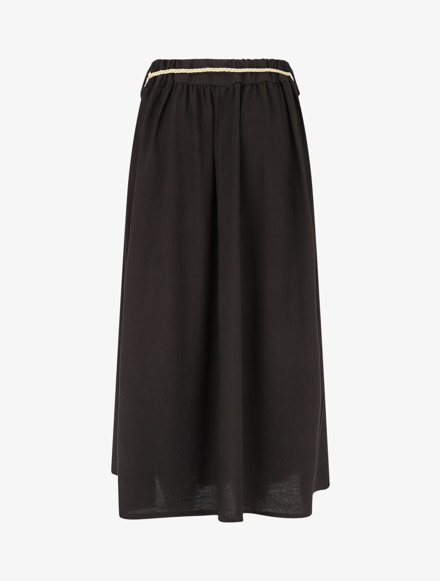Jupe longue taille haute coupe évasée - Noir - 2