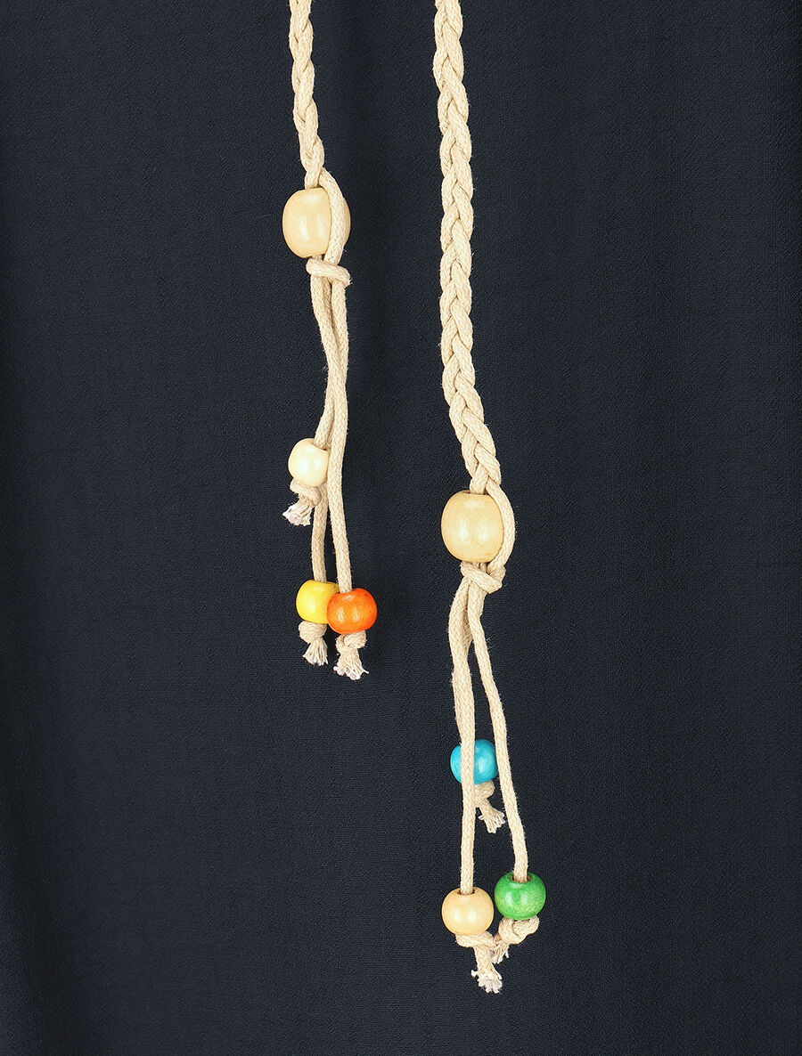 Jupe longue taille haute coupe évasée - Marine - 3