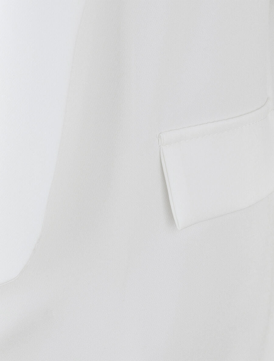Blazer uni à manches froncées - Blanc - 3