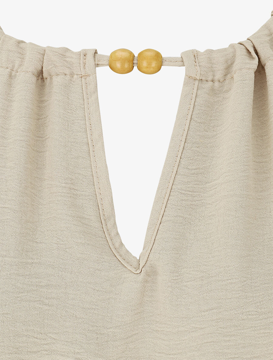 Combinaison ample à liens à nouer - Beige - 3