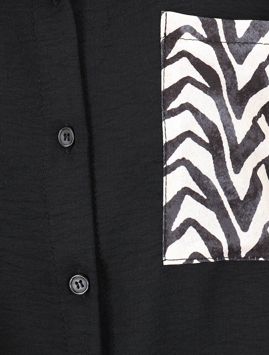 Chemise manches courtes et poche fantaisie - Noir - 3