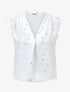 Top sans manches motif plumes dorées - Blanc - 4