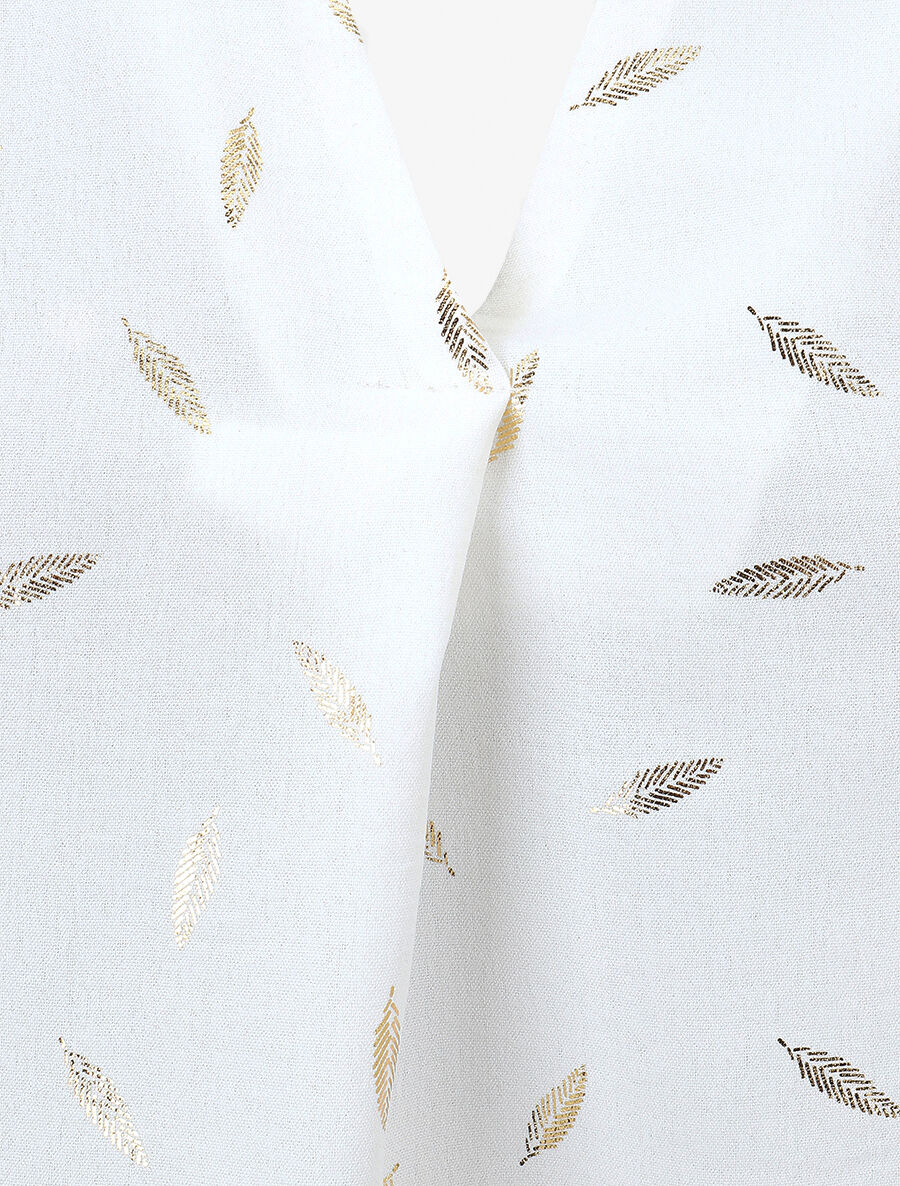 Top sans manches motif plumes dorées - Blanc - 3