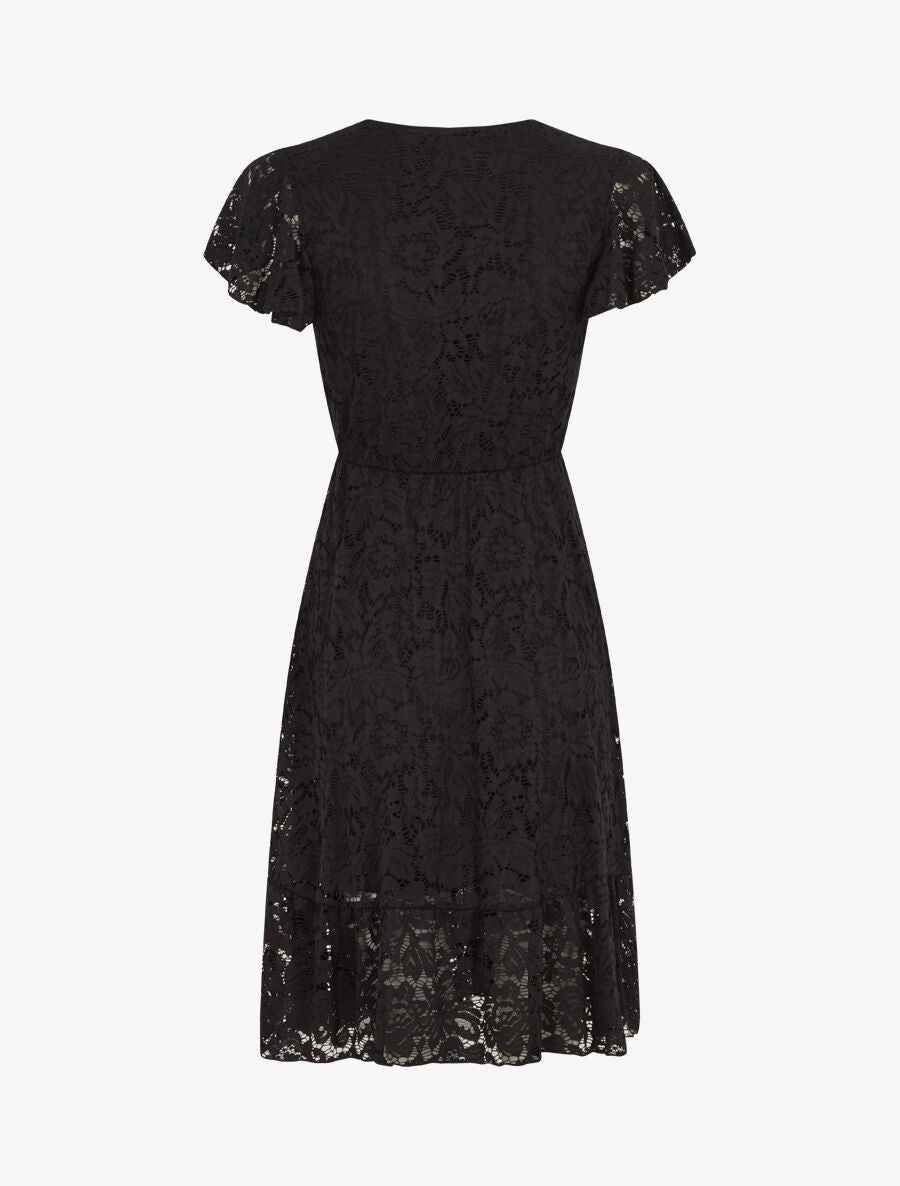Robe mi-longue en dentelle - Noir - 2