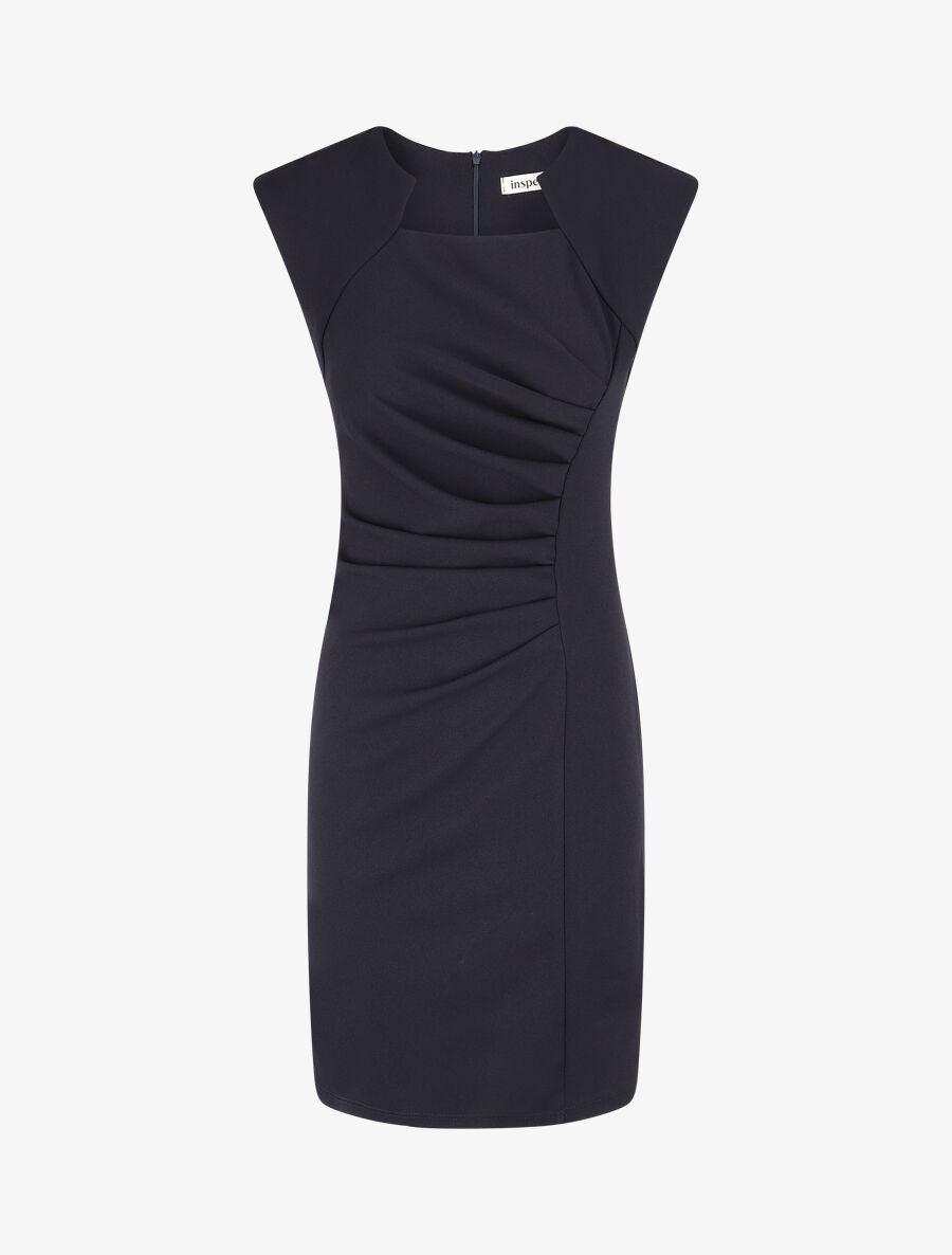 Robe moulante col à découpe stylisée - Marine - 4