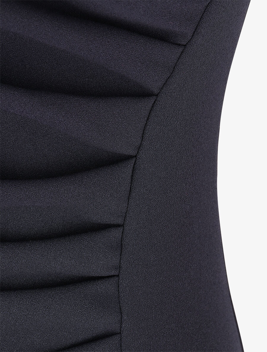 Robe moulante col à découpe stylisée - Marine - 3