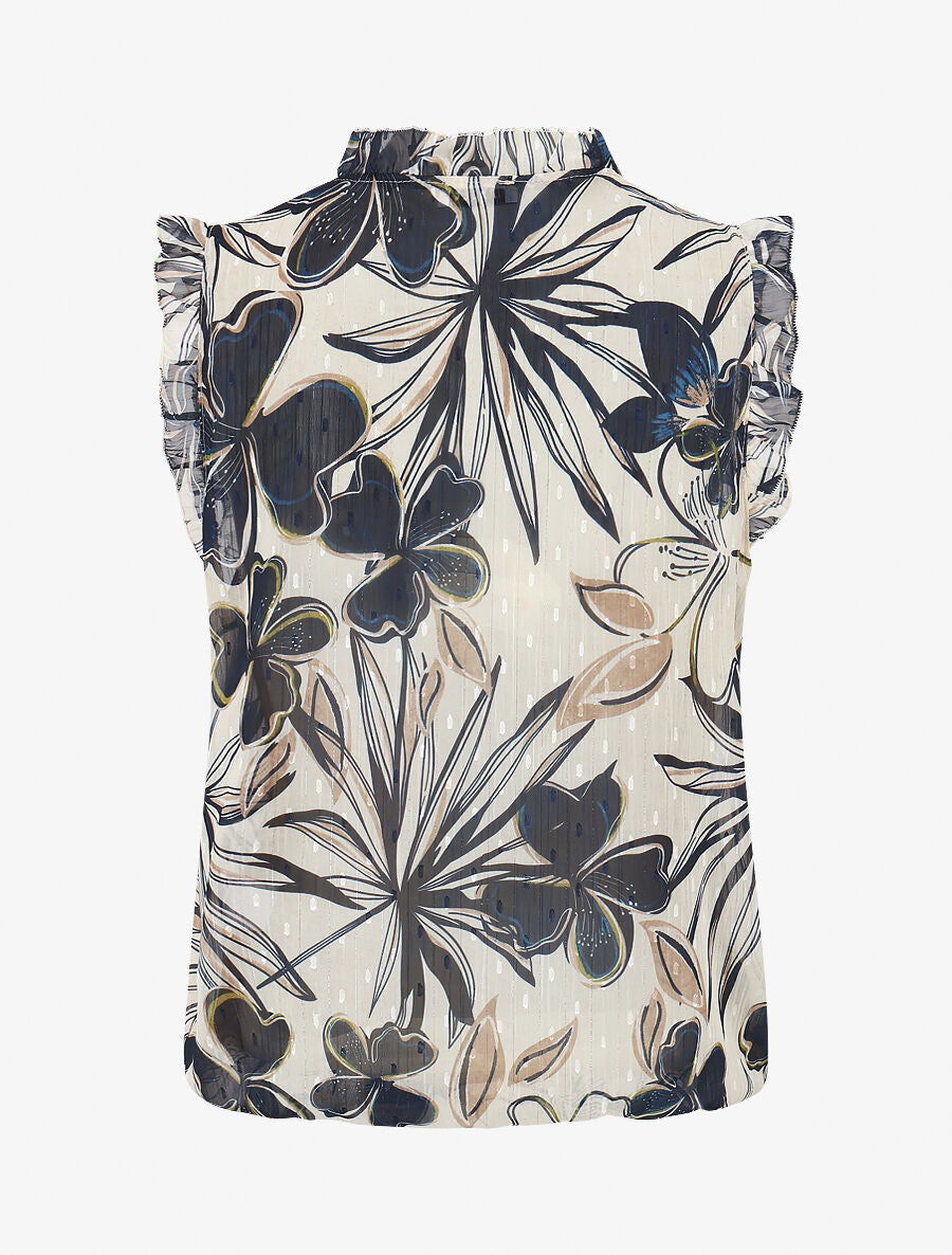 Top sans manches irisé imprimé fleuri - Marine - 2