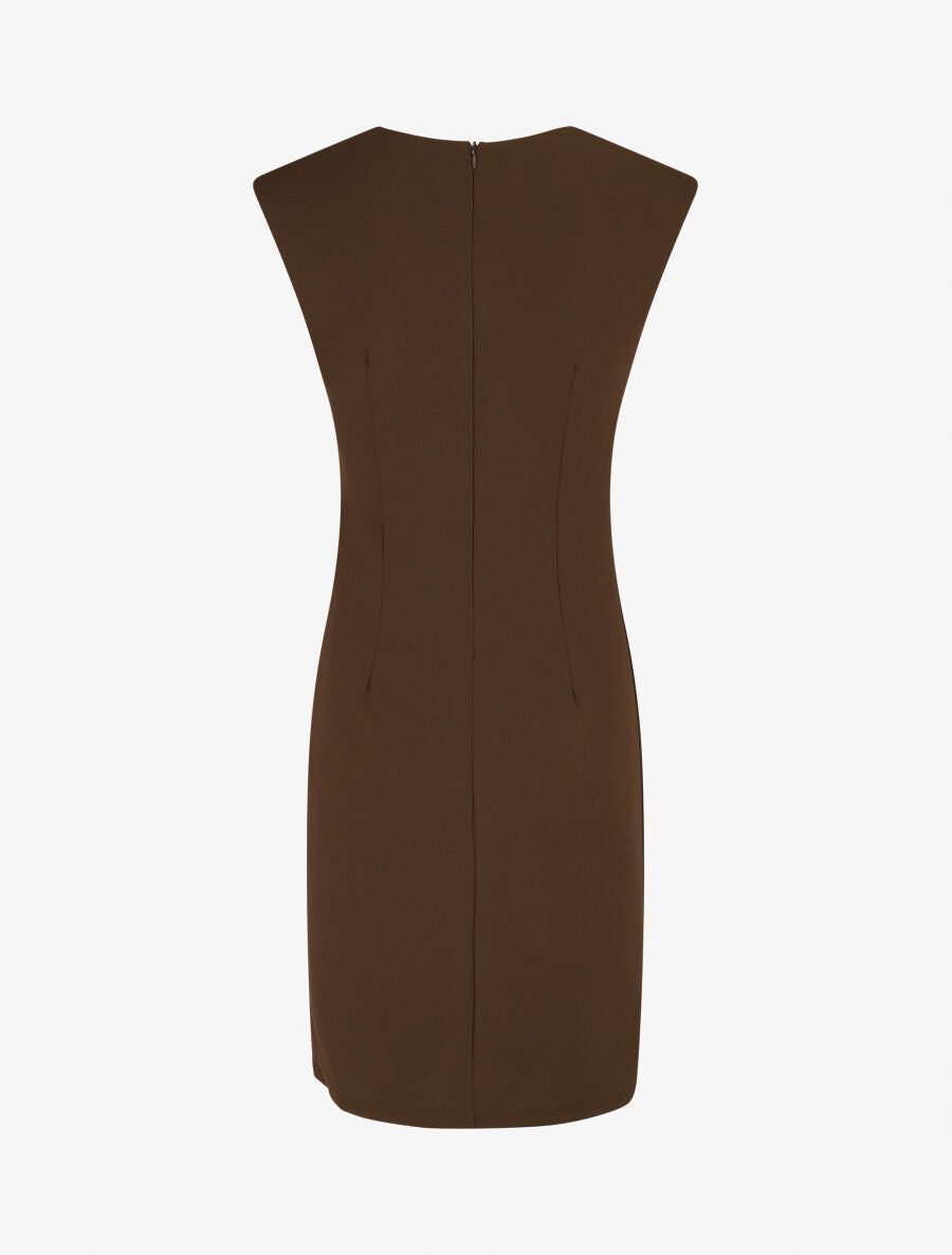 Robe moulante col à découpe stylisée - Marron - 2