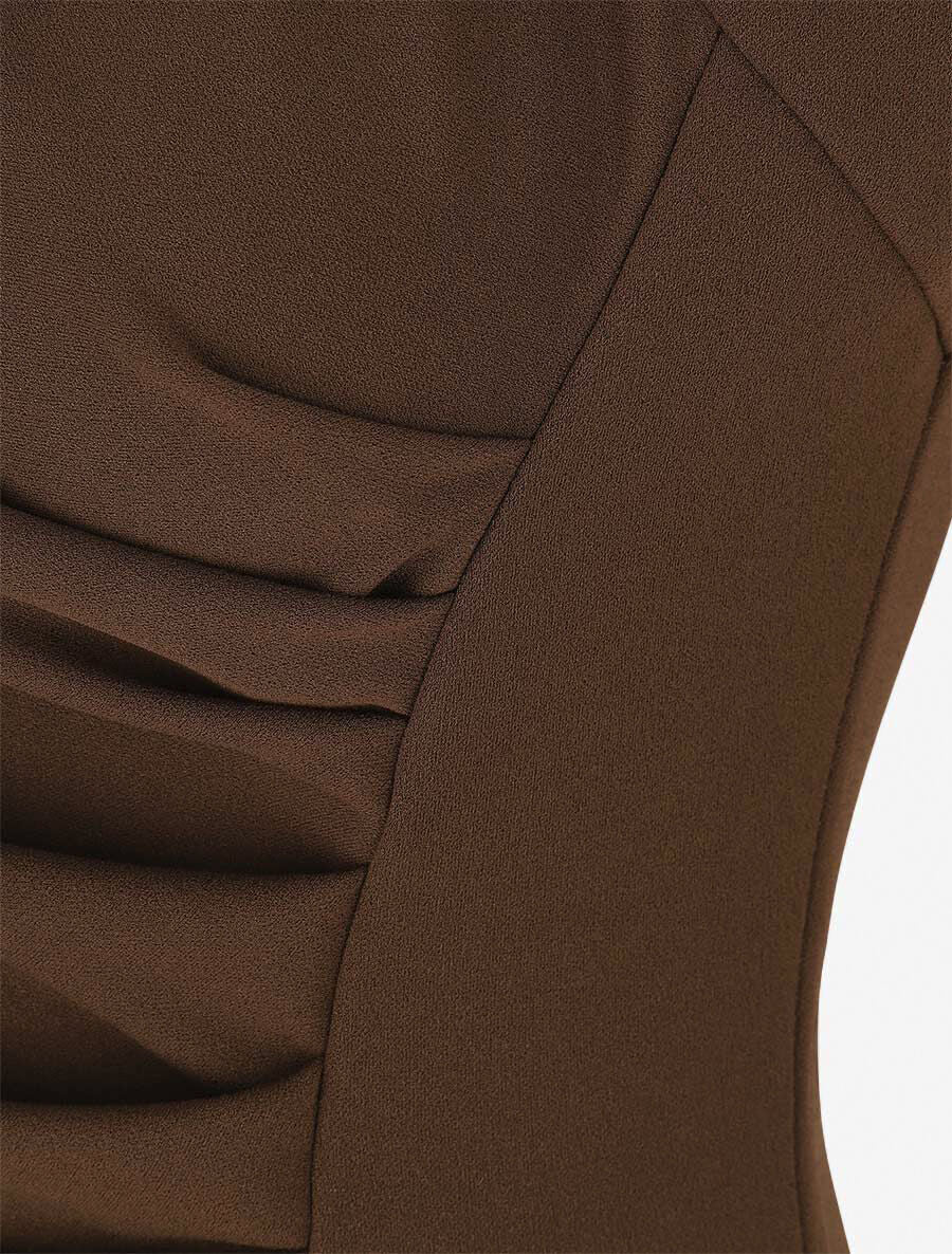Robe moulante col à découpe stylisée - Marron - 3
