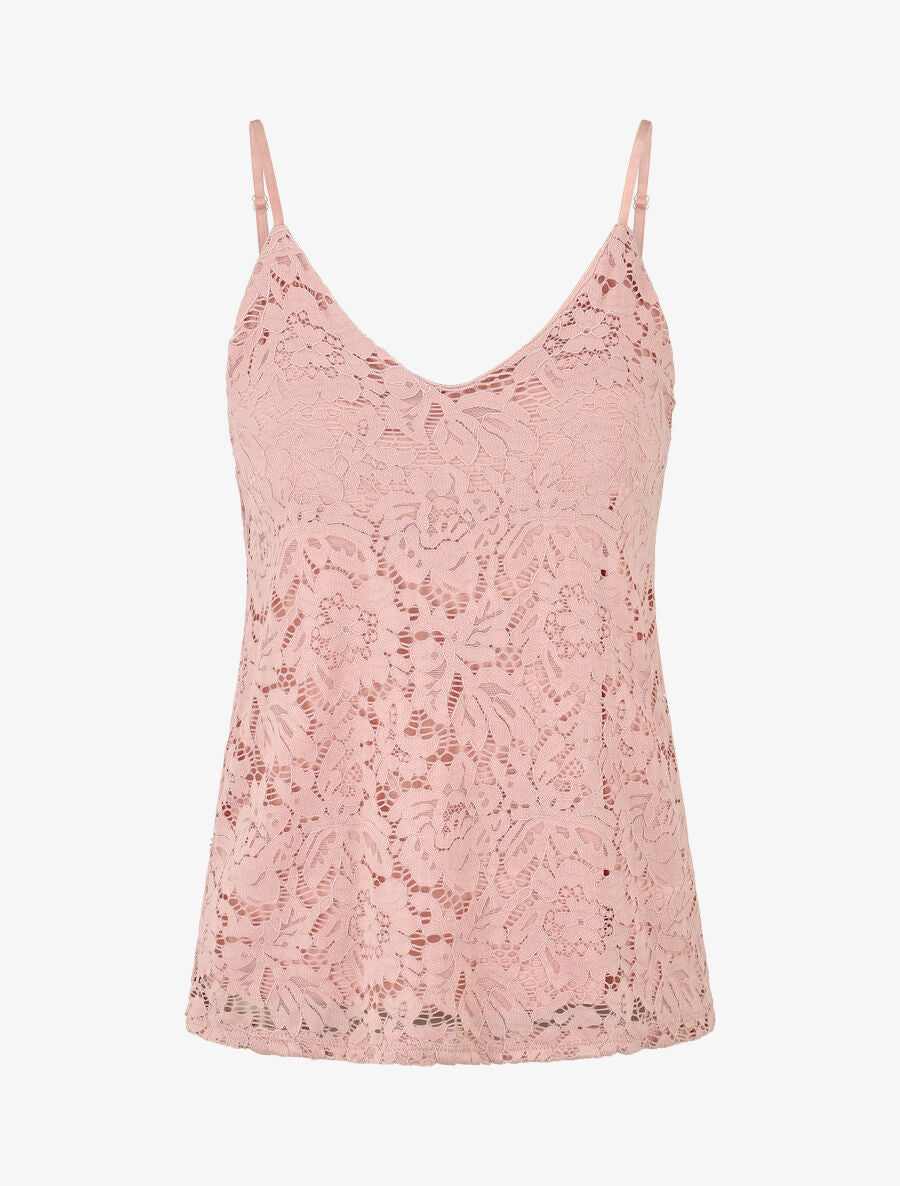 Caraco droit en dentelle - Rose - 1