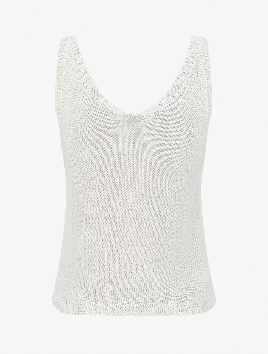 Débardeur en maille à col V - Écru - 2