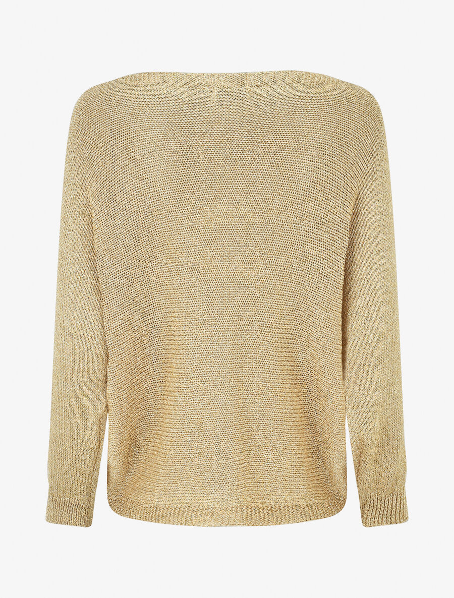 Pull en maille à manches ajourés - Or - 2