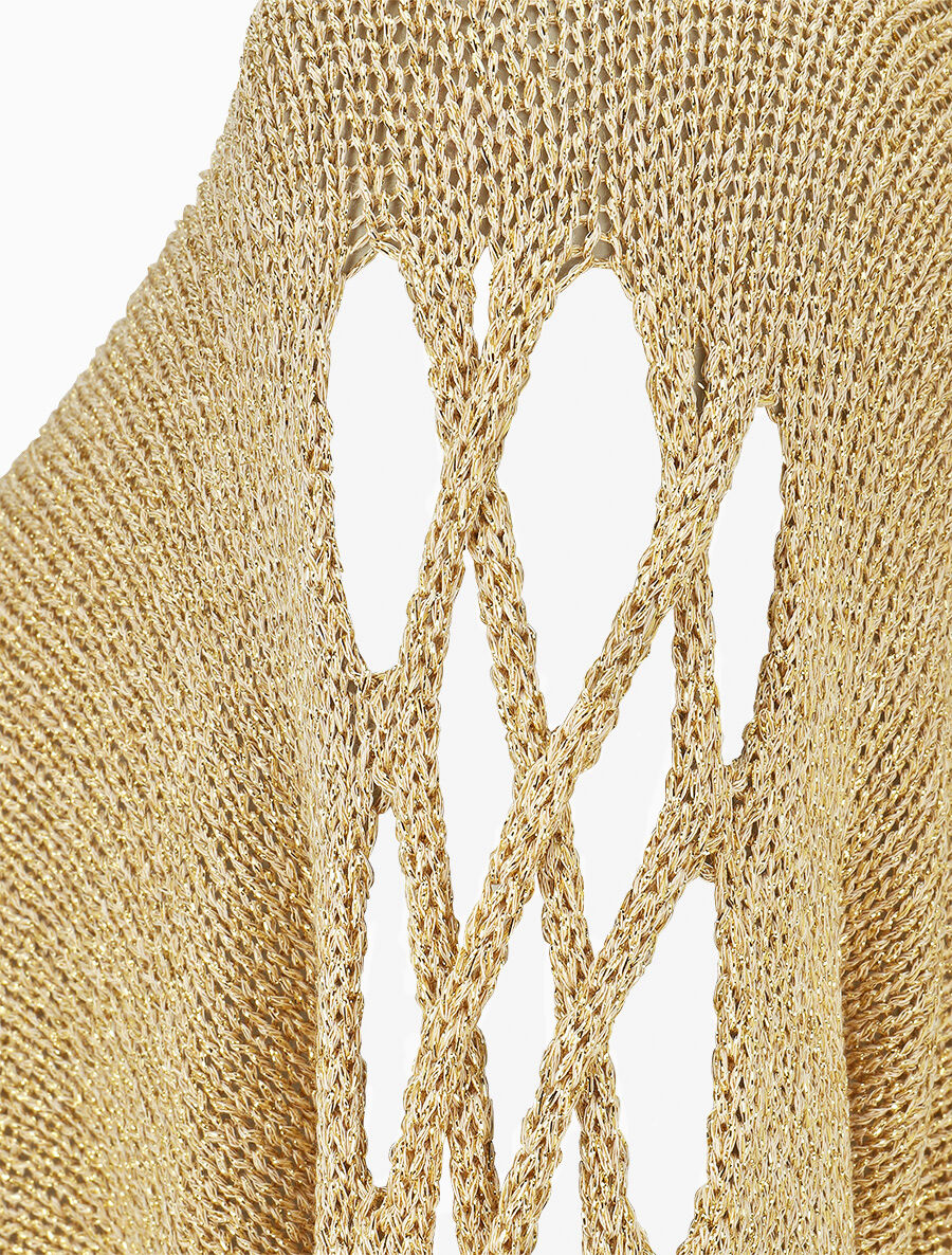 Pull en maille à manches ajourés - Or - 3