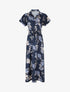 Robe chemise longue imprimé fleuri - Marine - 1