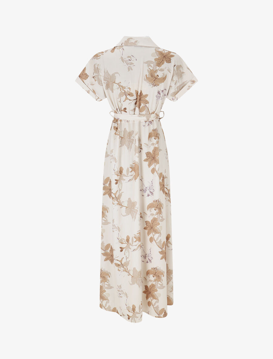 Robe chemise longue imprimé fleuri - Beige - 2