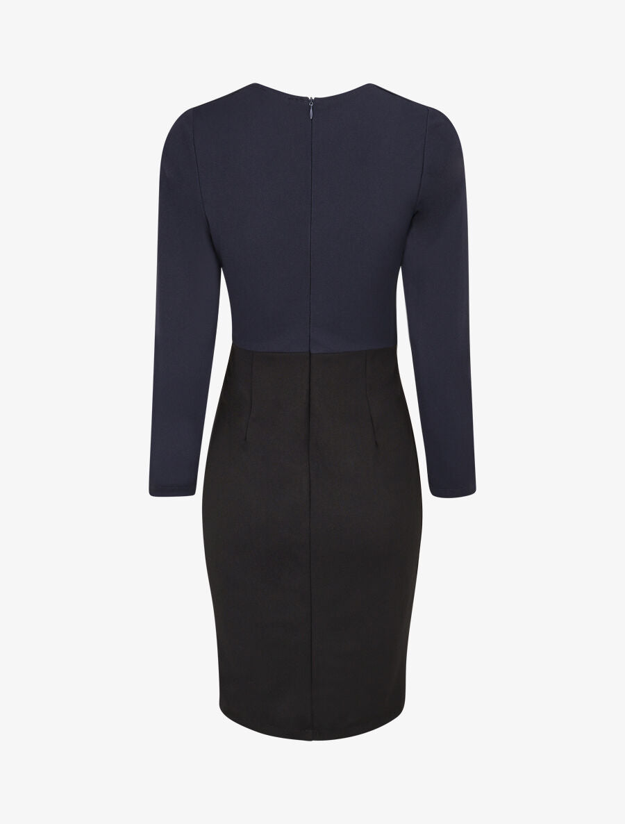Robe fourreau à taille cintrée - Marine - 2