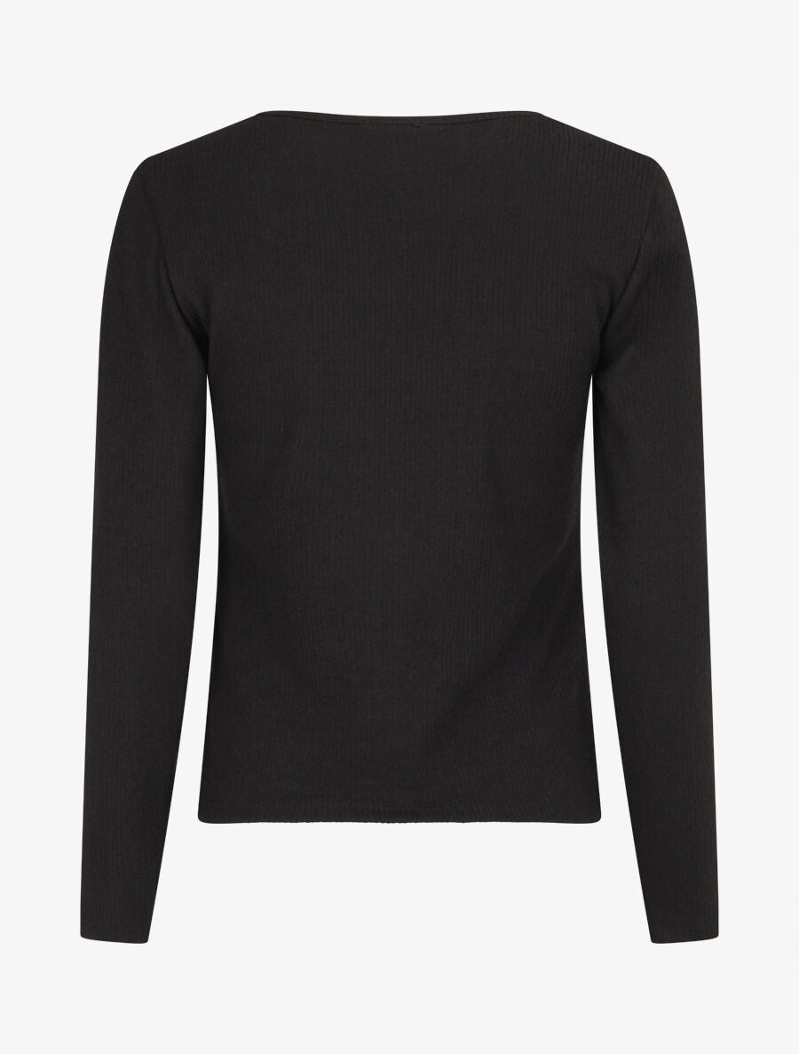 Pull fin côtelé à détails irisés - Noir - 2