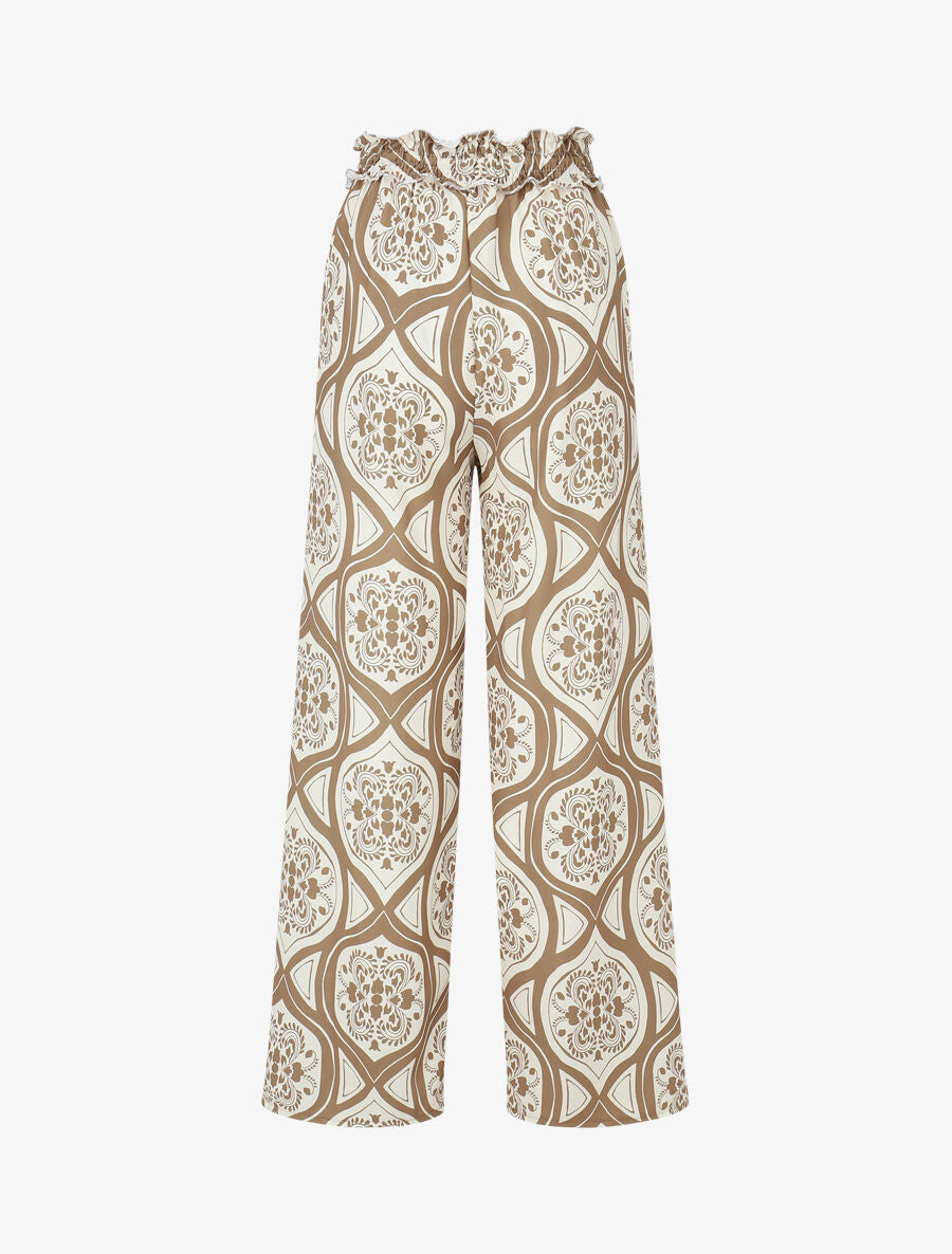 Pantalon élastiqué à imprimé graphique - Camel - 2