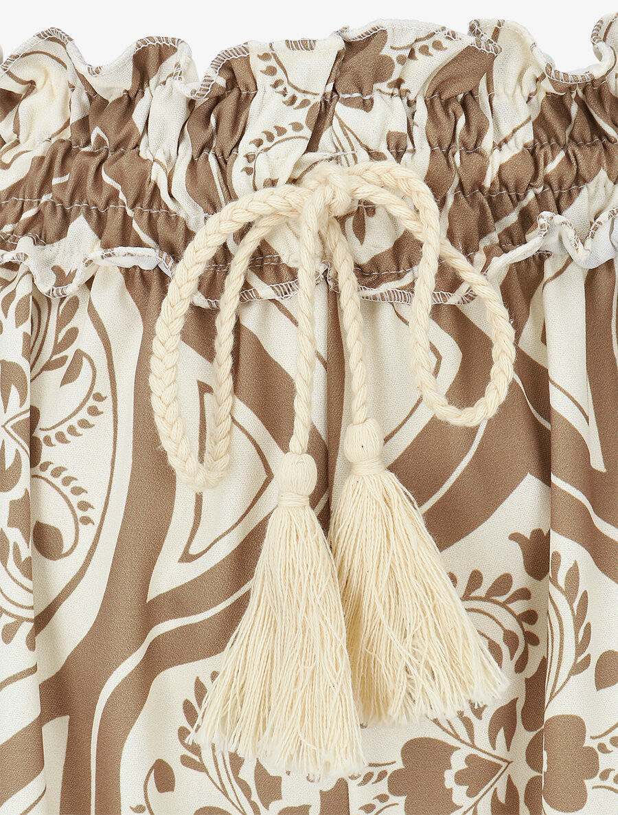 Pantalon élastiqué à imprimé graphique - Camel - 3