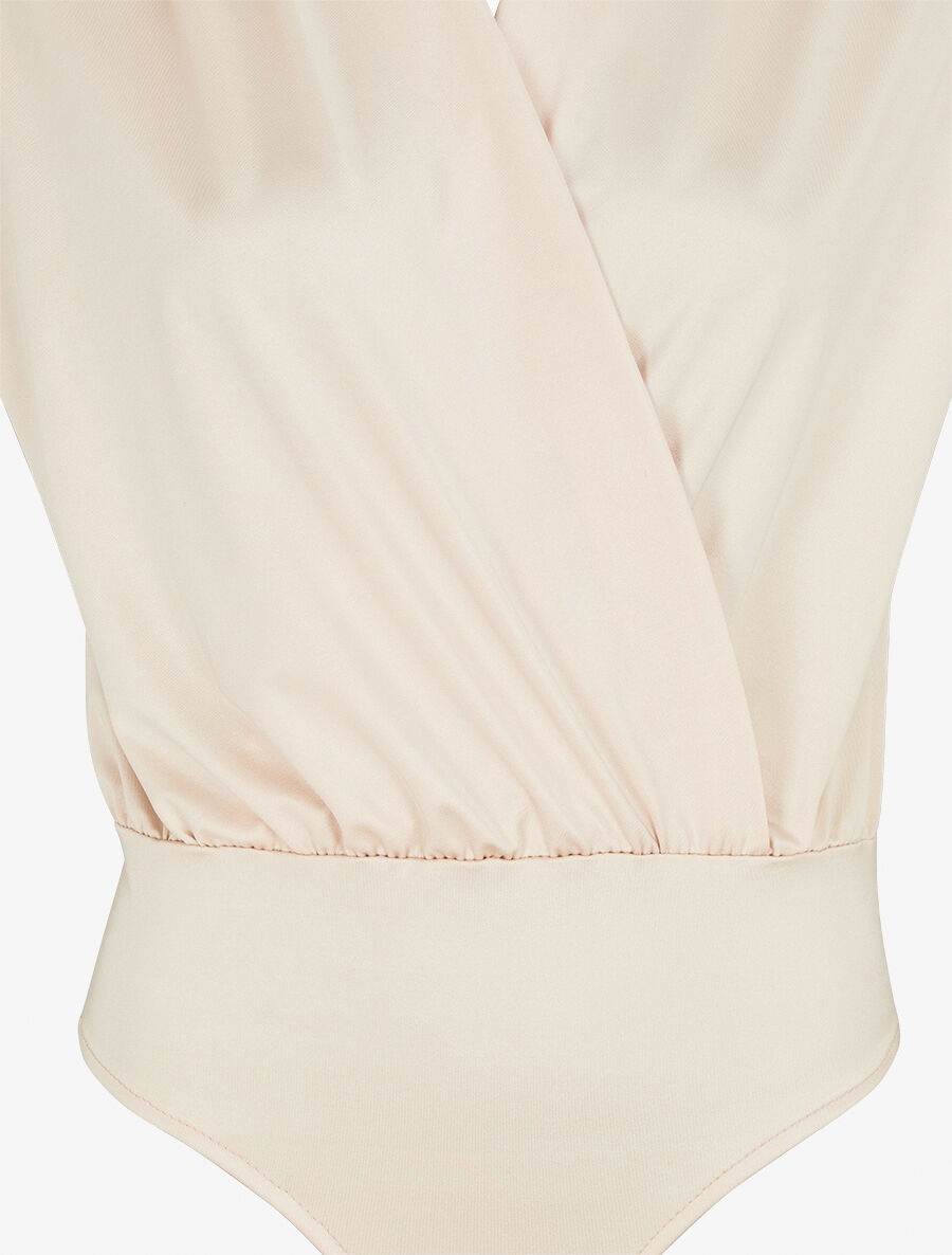 Body uni à col cache-coeur - Beige - 3