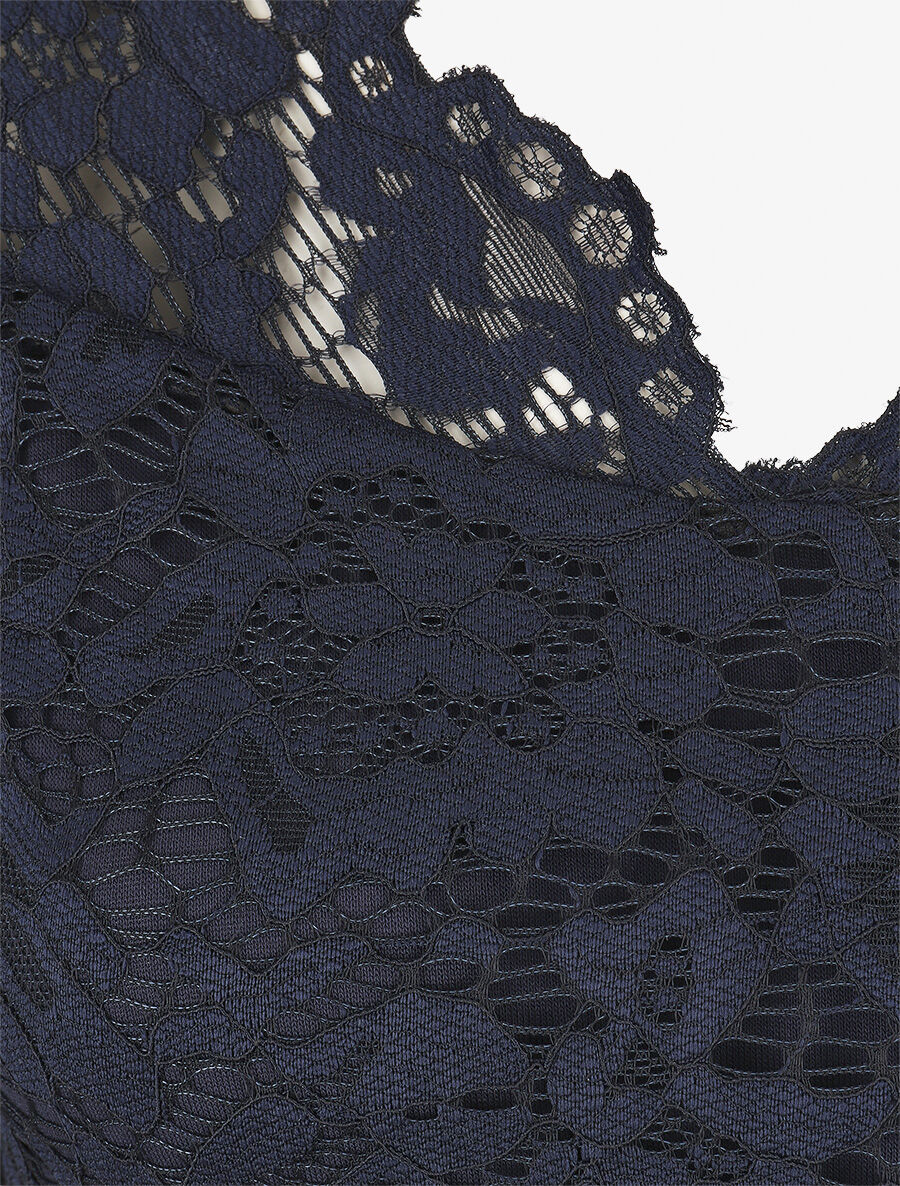 Top uni en dentelle - Marine - 3