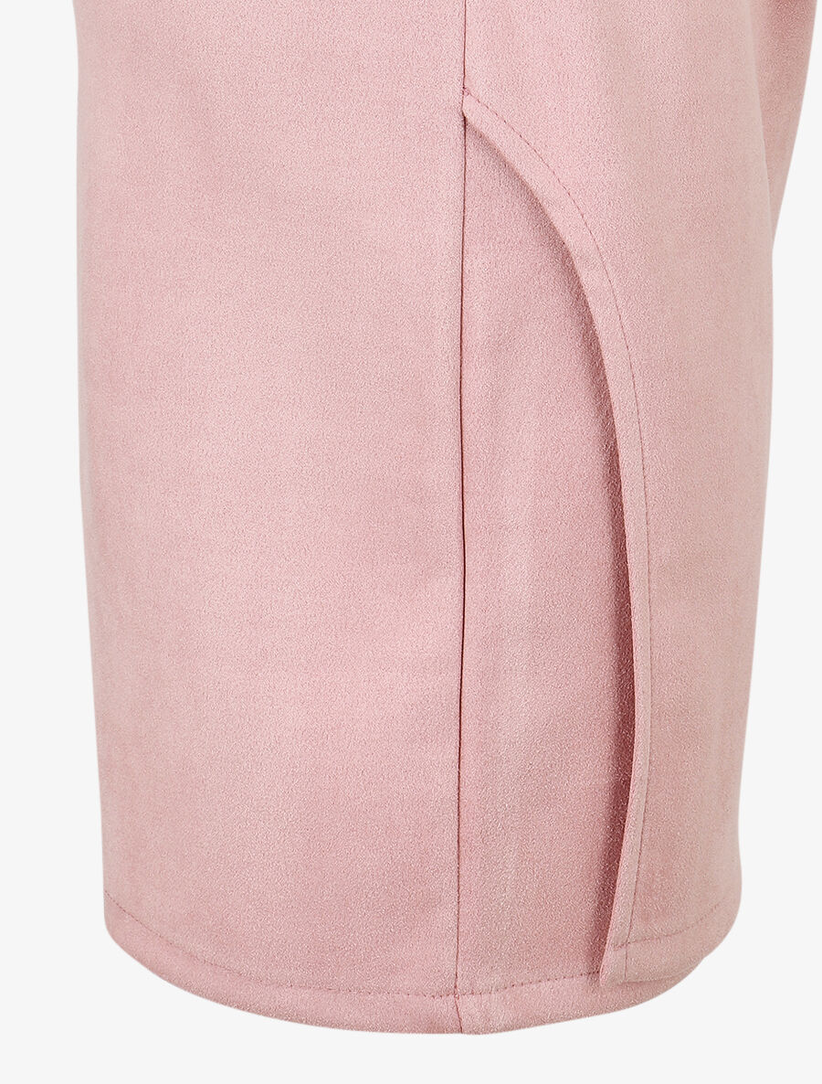 Jupe courte en suédine effet drapé - Rose - 3