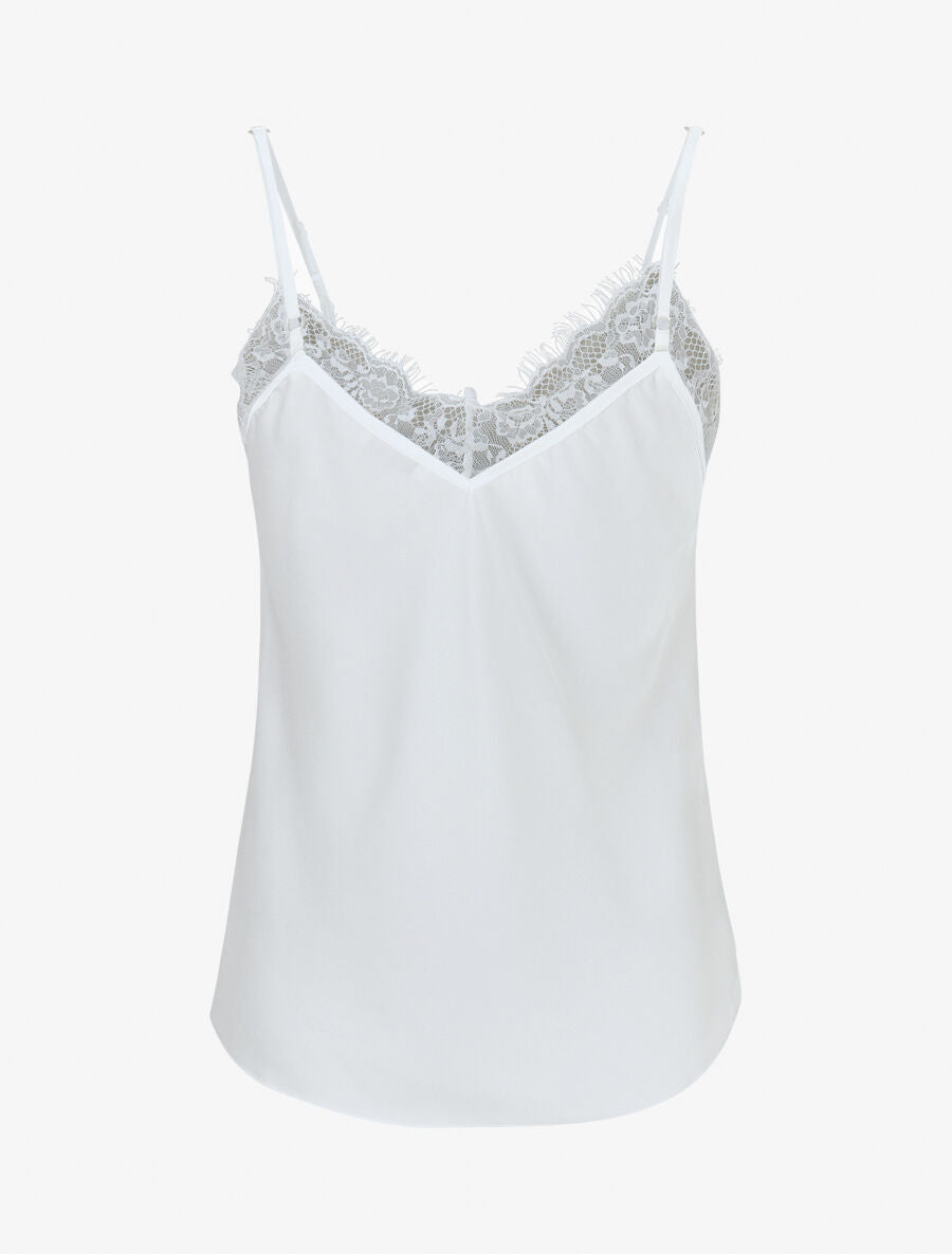Caraco satiné à dentelle - Blanc - 2