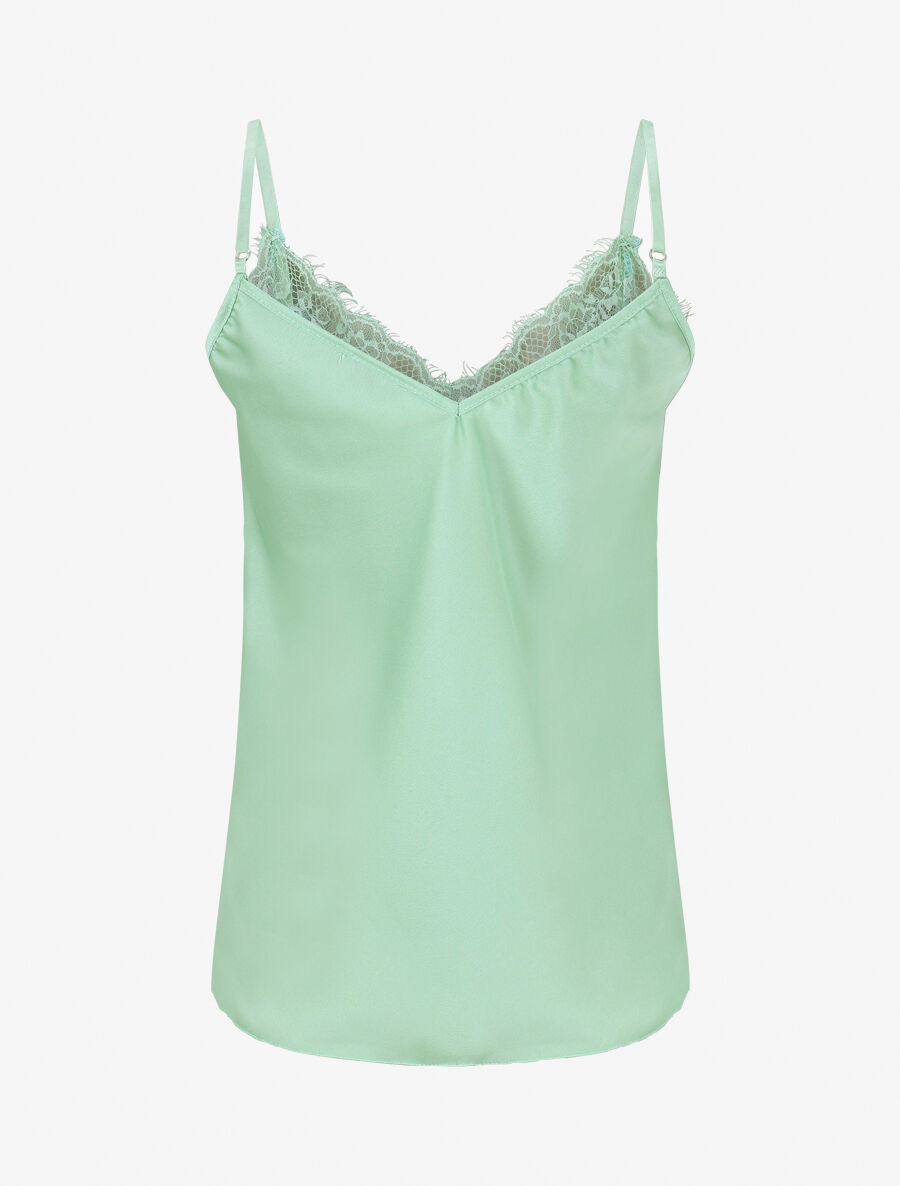 Caraco satiné à dentelle - Vert clair - 2