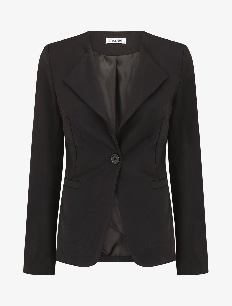 Veste unie boutonnée - Noir - 1