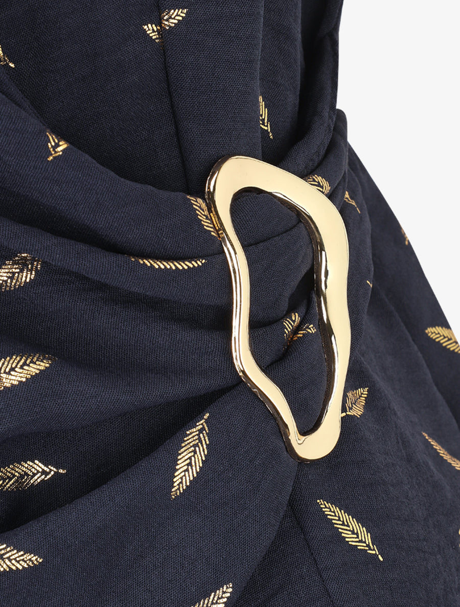 Top droit sans manches flocage plumes irisées - Marine - 3