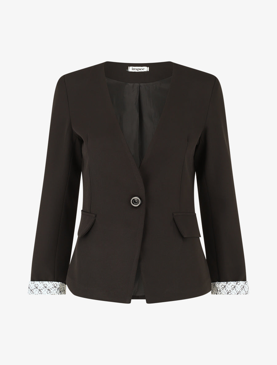 Blazer uni à 1 bouton - Noir - 1