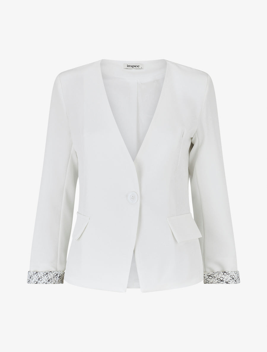 Blazer uni à 1 bouton - Blanc - 1